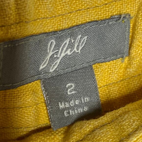 J Jill Womens Size 2 Yellow Linen Wide Leg Pants Drawstring Relaxed Fit - Picture 7 of 9